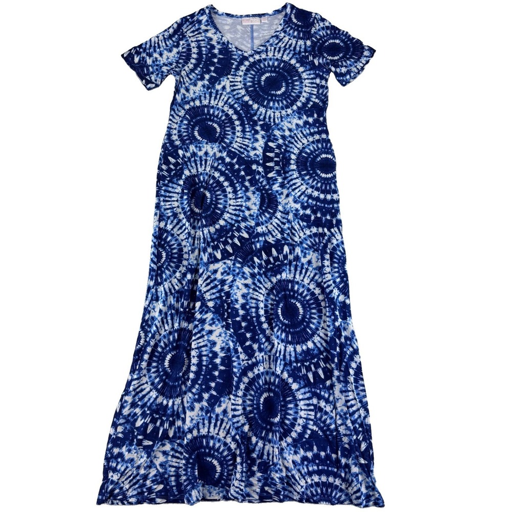 Belle by Kim Gravel V Neck Maxi Dress XSmall‎ Tall Boho Tie Dye Blue